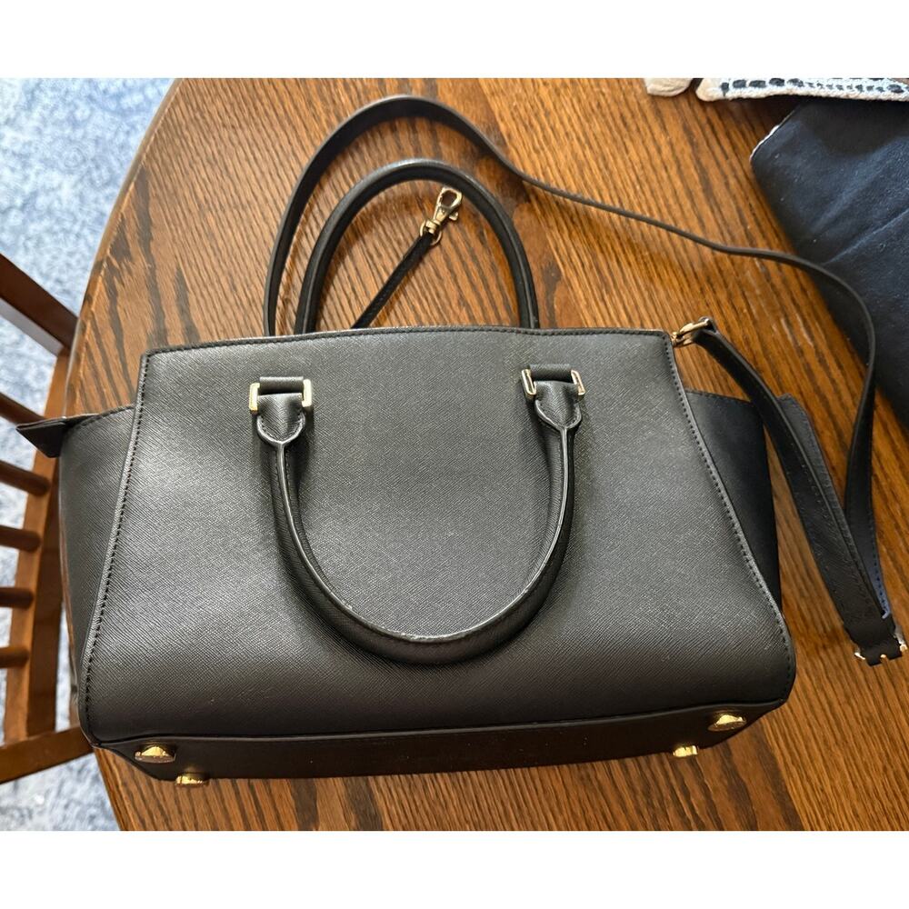 Authentic Michael Kors Black Saffiano Leather Selma Satchel Bag - Picture 5 of 12